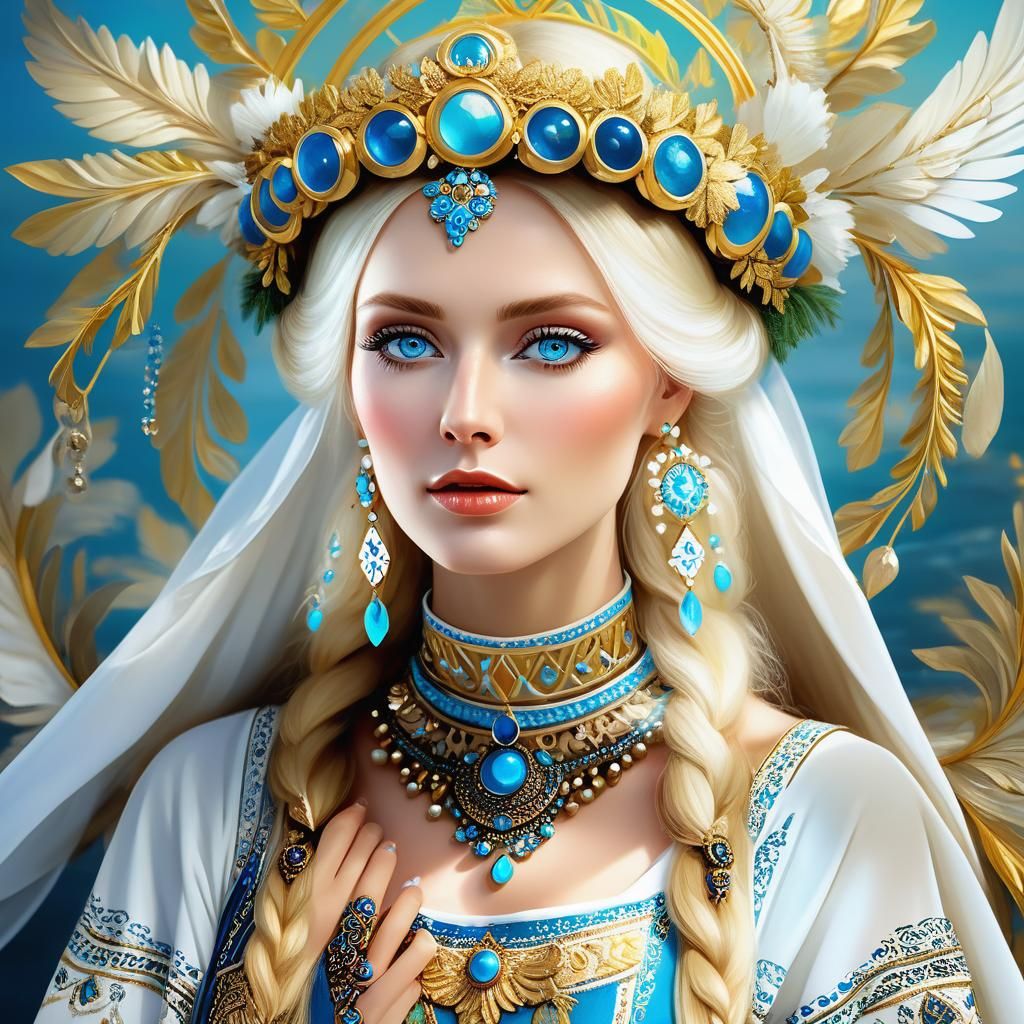 Slavic Beauty in Klimt-Inspired Golden Art