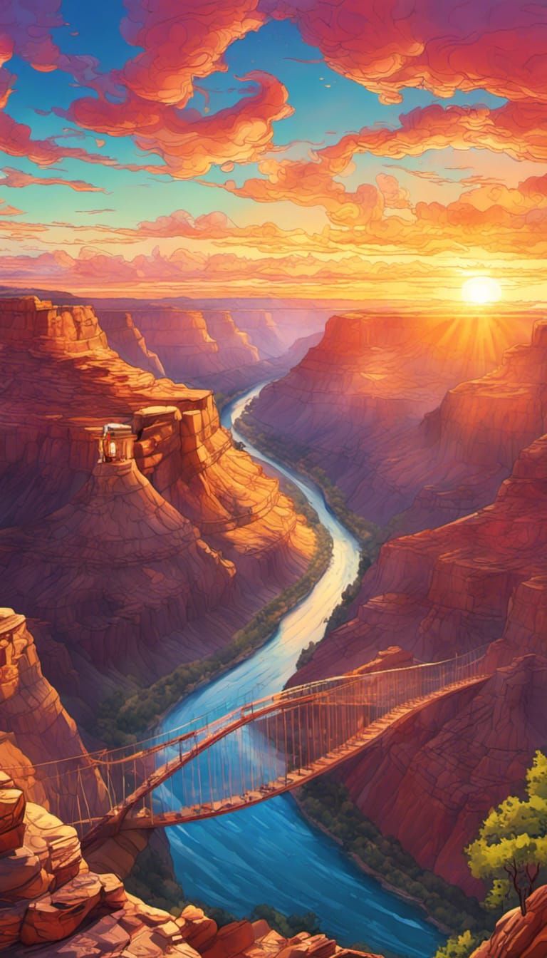 Grand Canyon Sunrise Over Glass Bridge