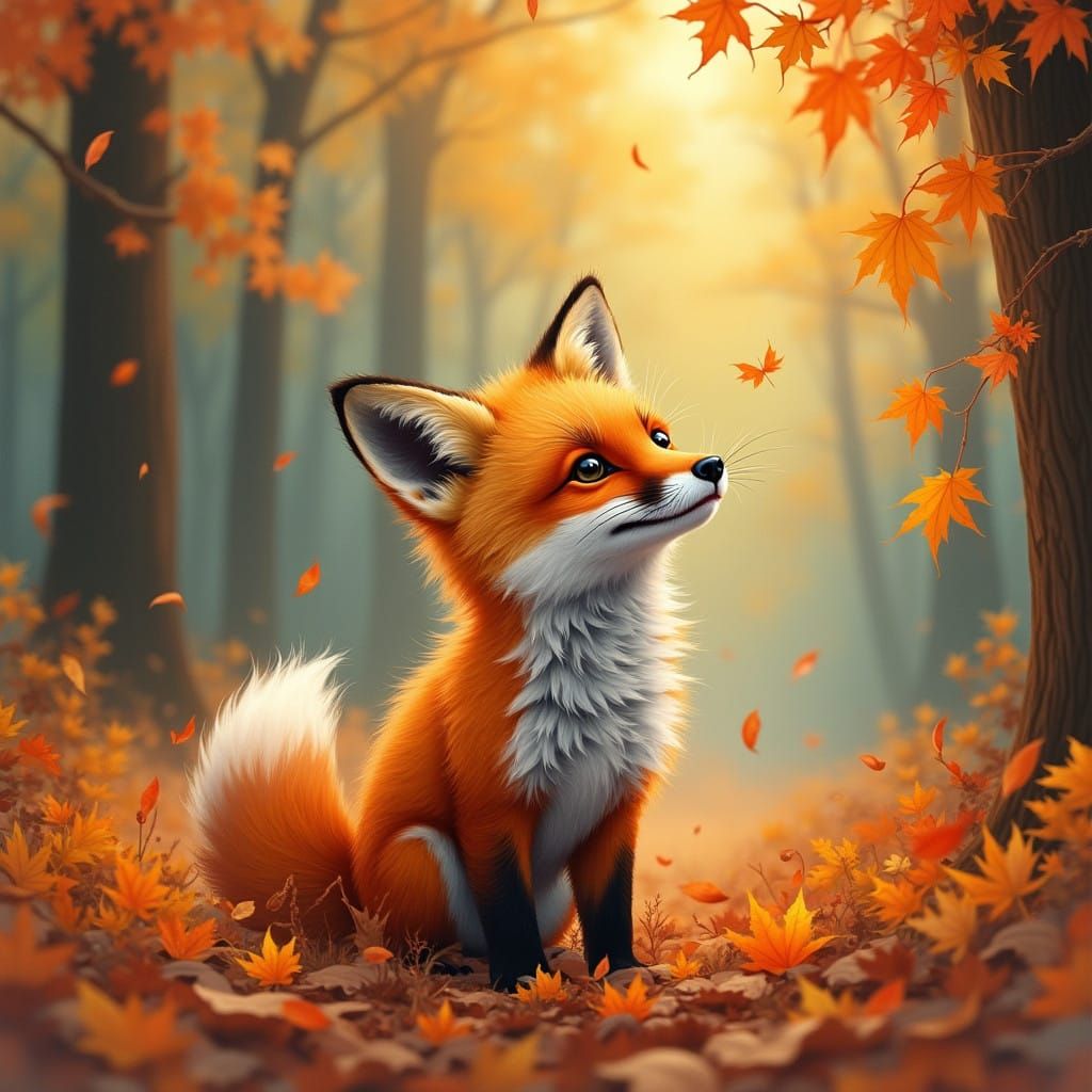 Whimsical Fox Amidst Autumn Delights