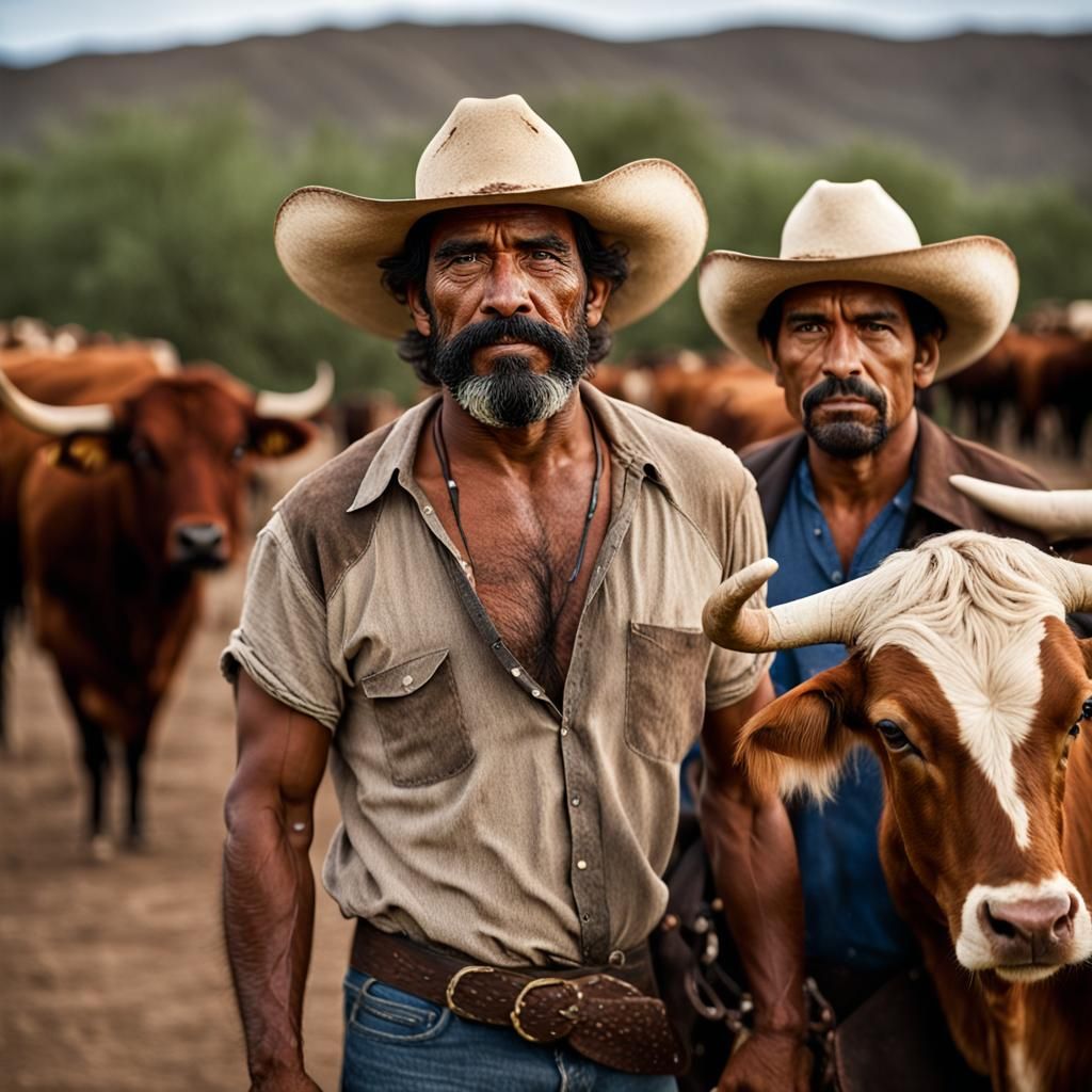 Brothers Herding Cattle: Professional Color Portrait