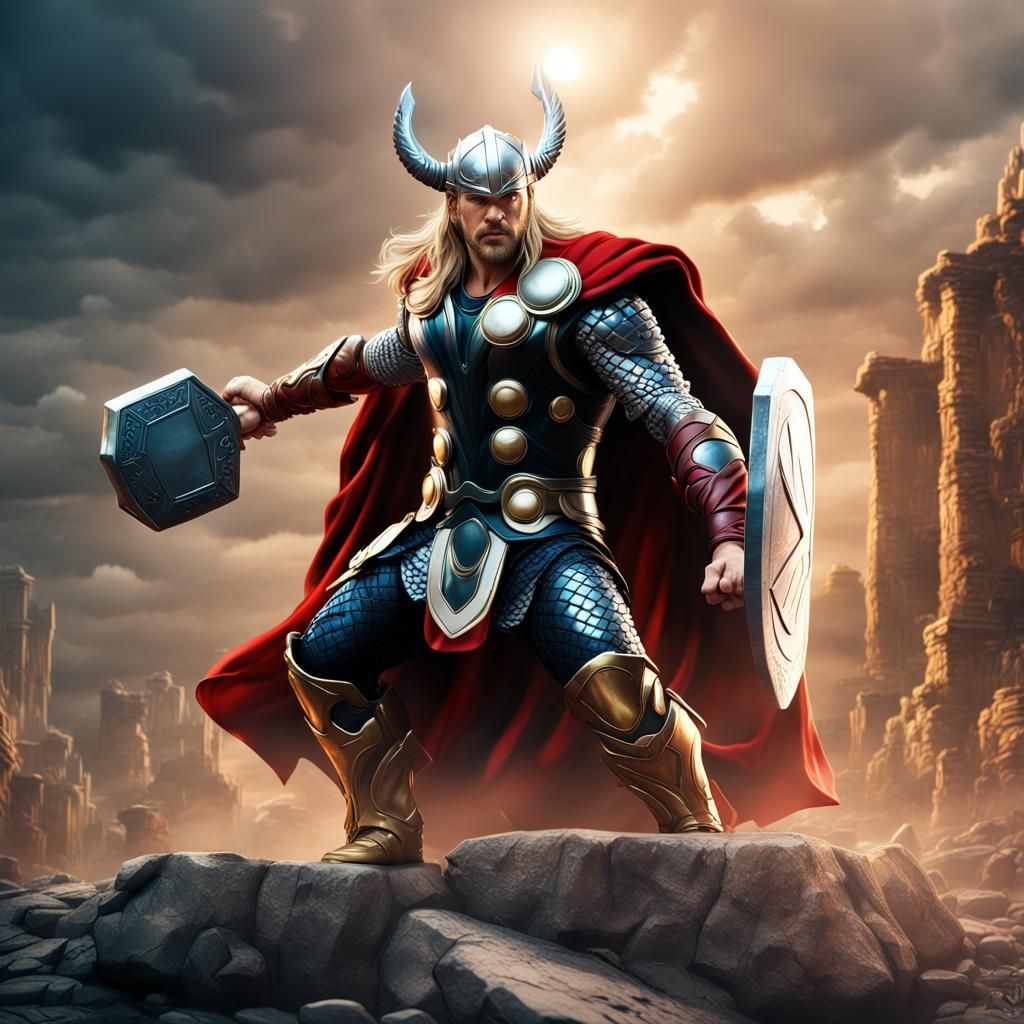 Gladiator Thor Comic Book Cover in 8K