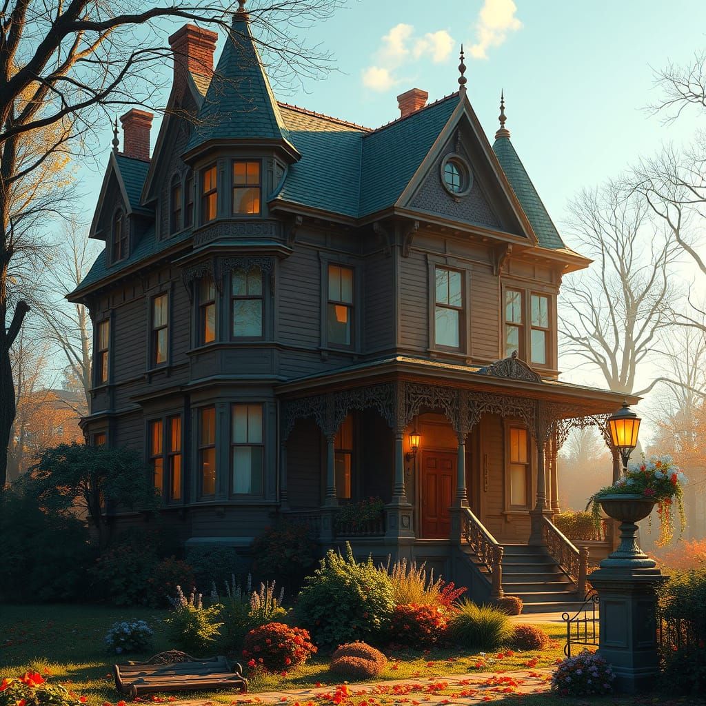 Ethereal Victorian Funeral Home in Morning Light