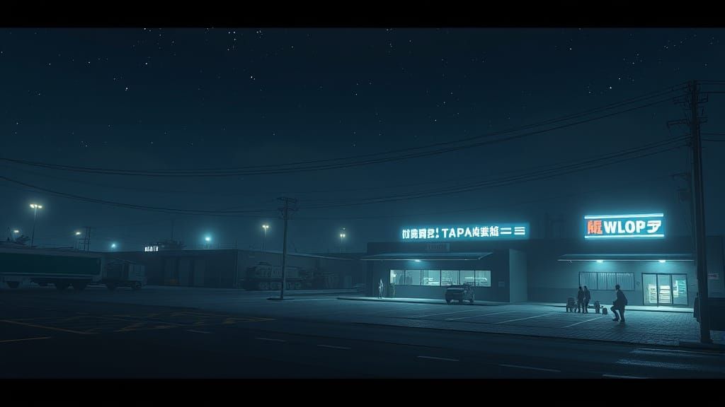 Breathtaking Nighttime Military Base Concept Art in 8K Resol...