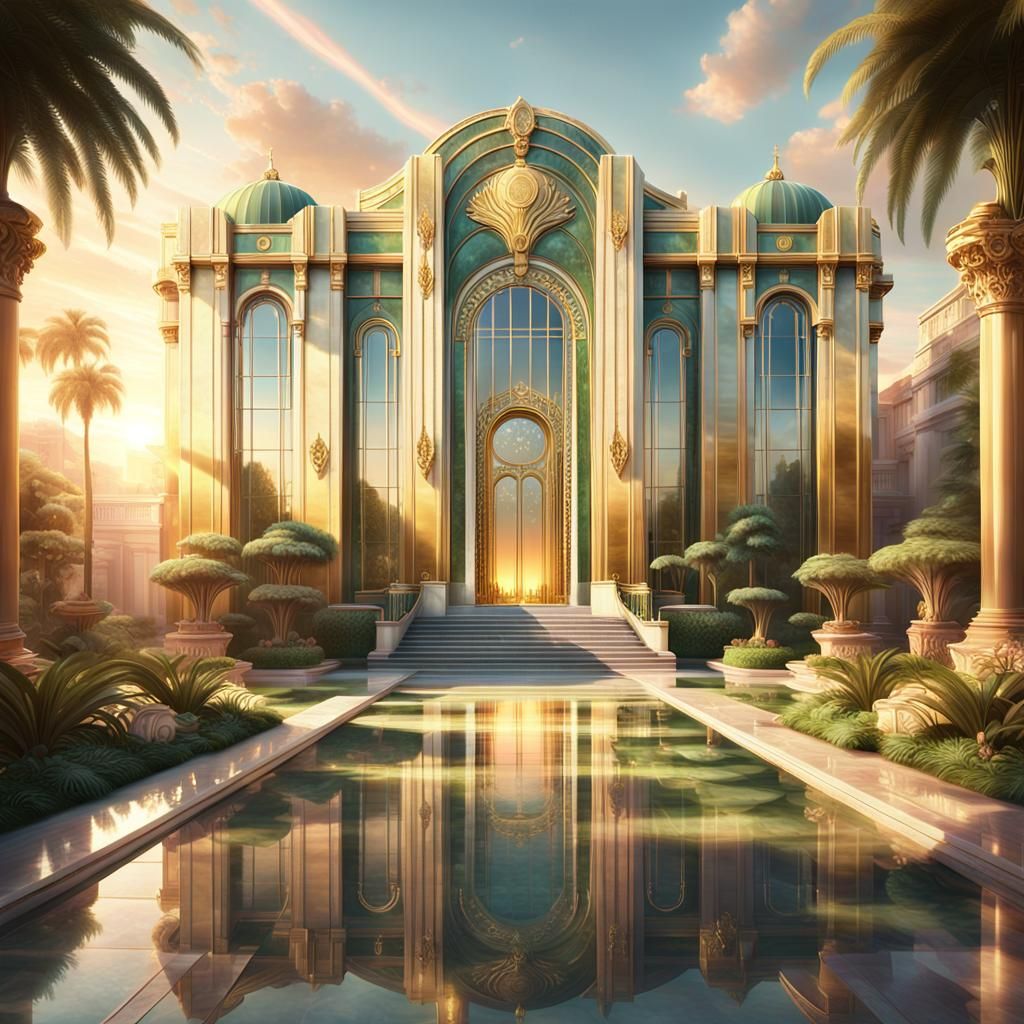 Opulent Art Deco Building in Digital Matte Painting