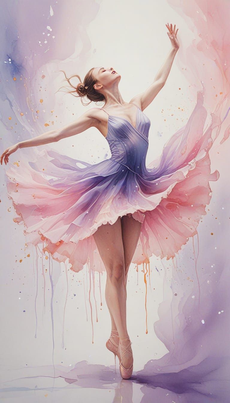 Ethereal Alcohol Ink Ballerina Mid-Pirouette