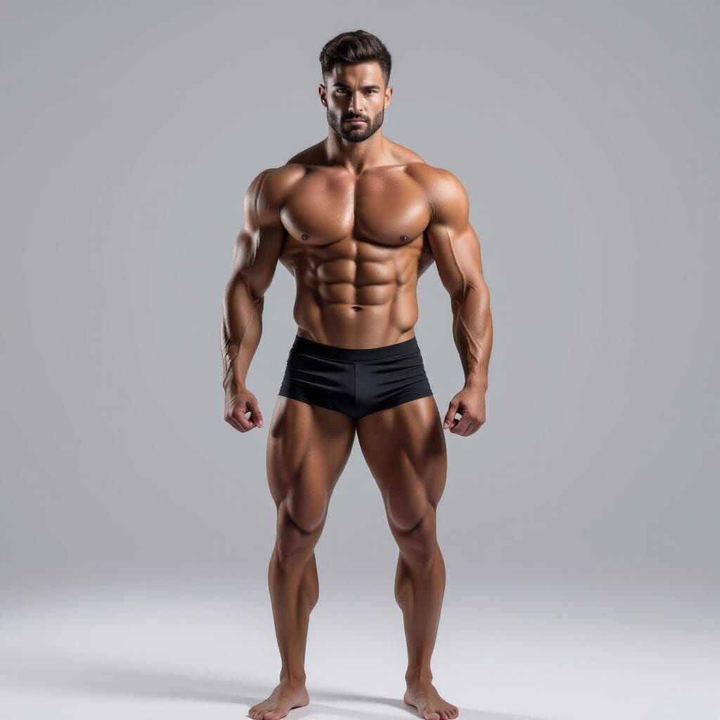 Muscular Handsome Man Posing in Photorealistic Style