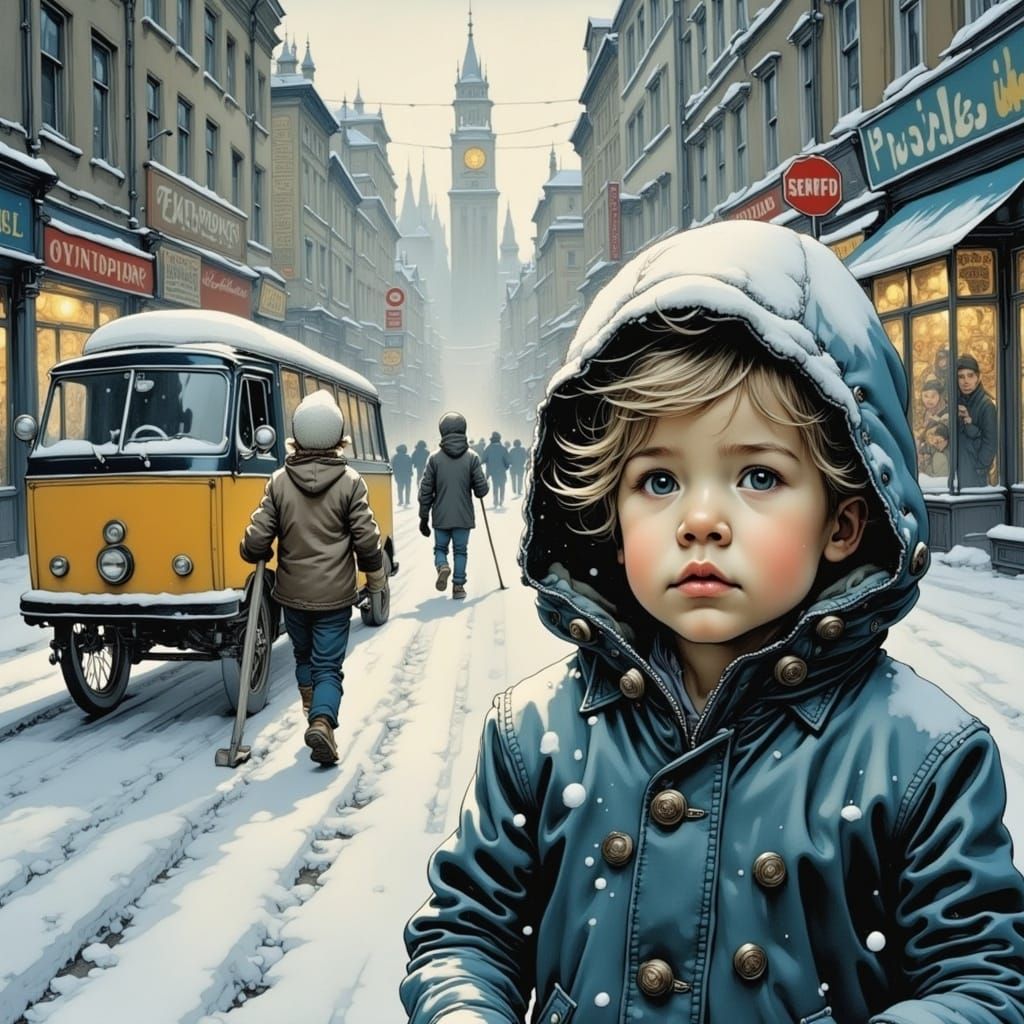 Surreal Blizzard Scene in Intricate Graffiti Style