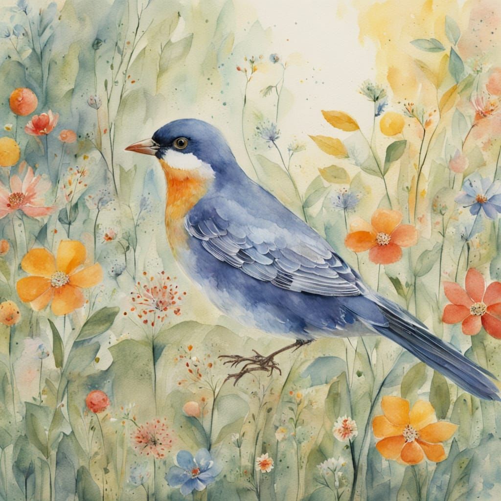 Vibrant Wild Bird Painting in Impressionist Style