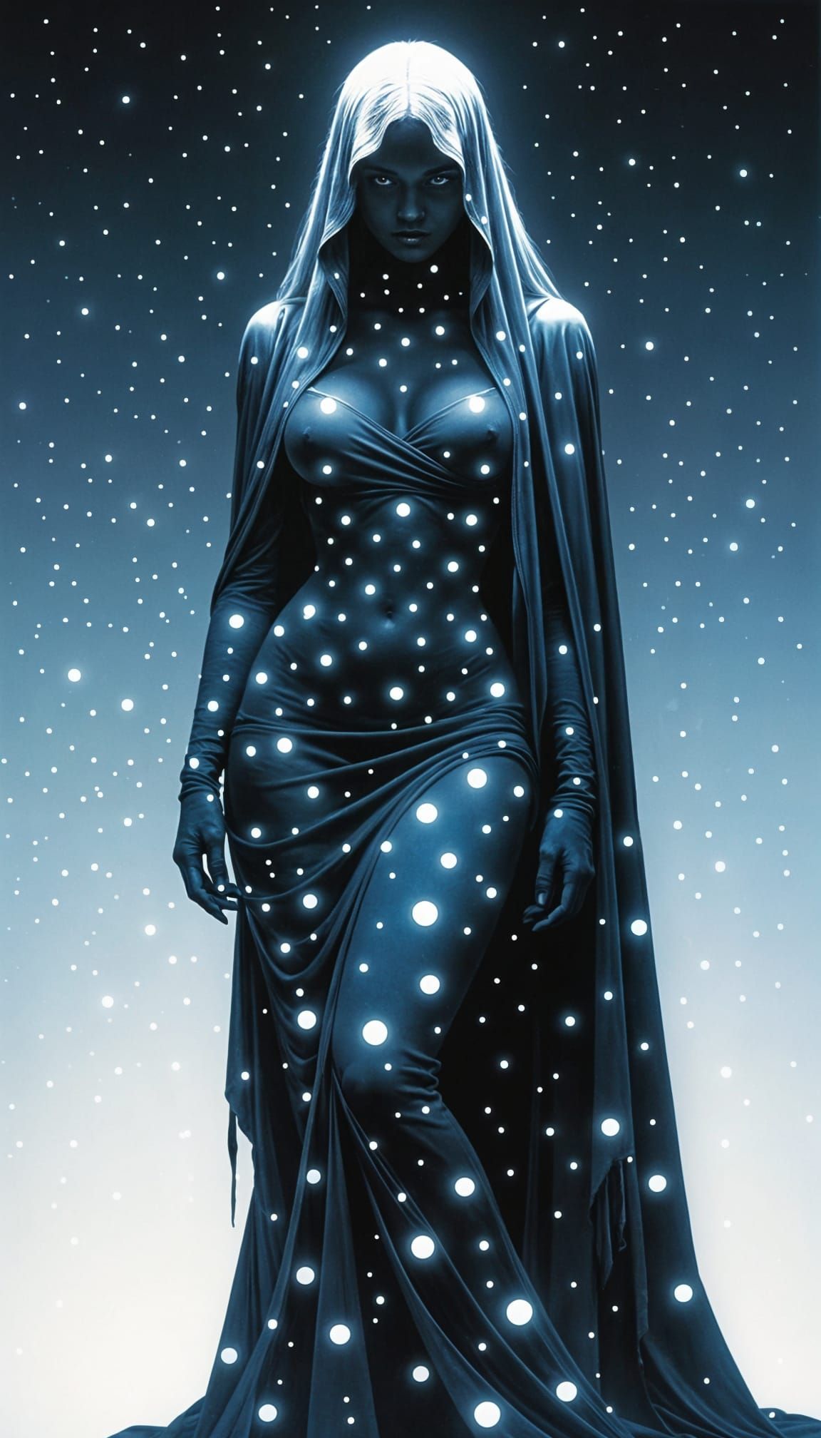 Bioluminescent Figure in Darkness