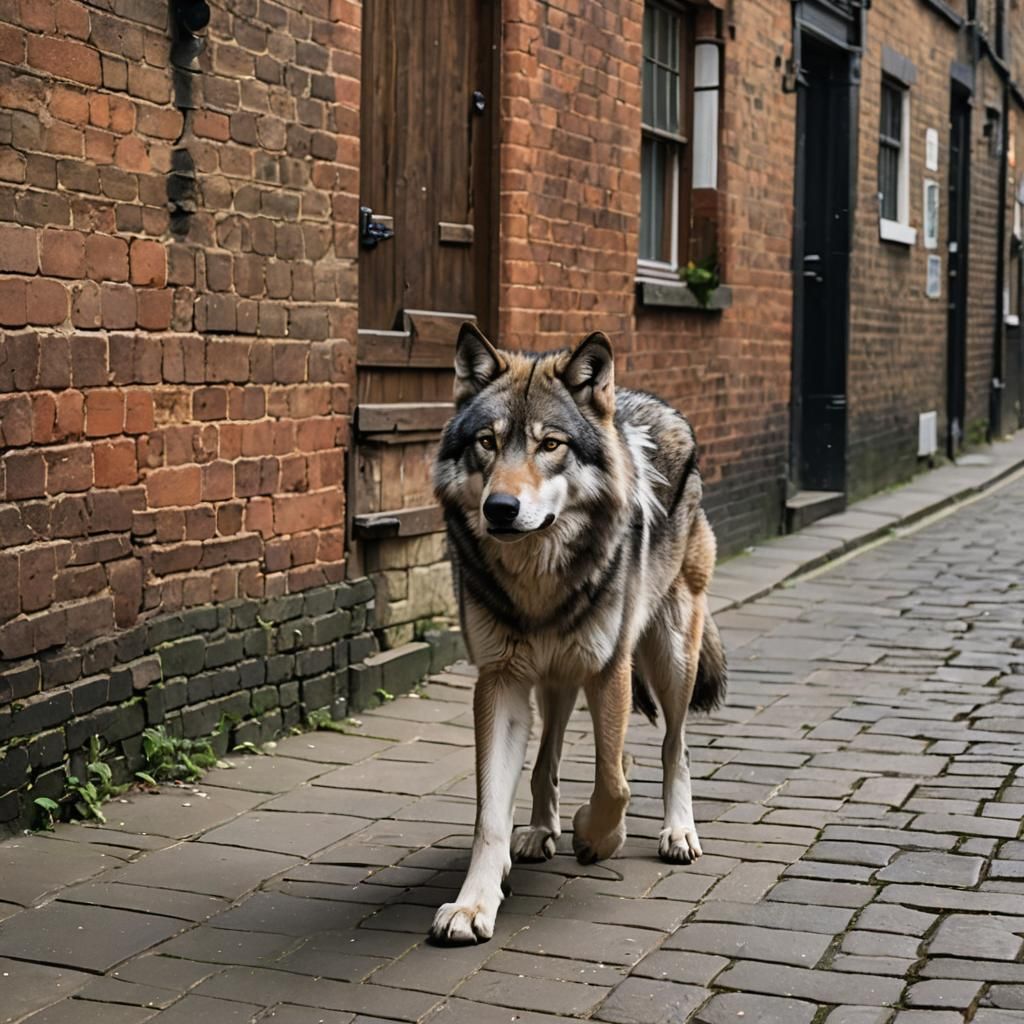Timber Wolf Walks Brick Lane Street