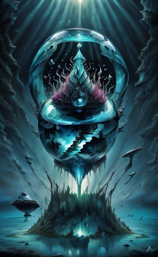 Majestic Dolphin Leaps From Cosmic Ocean in Matte Painting S...