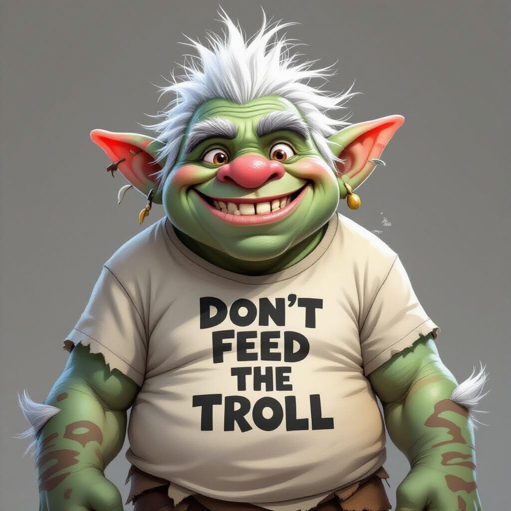 Smiling Troll in T-Shirt Graphic