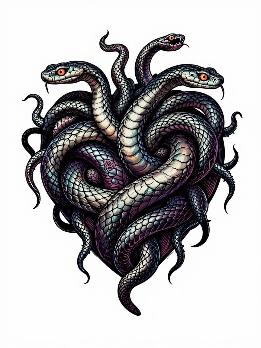 Medusa Snake Heart Dark Fantasy Graphic