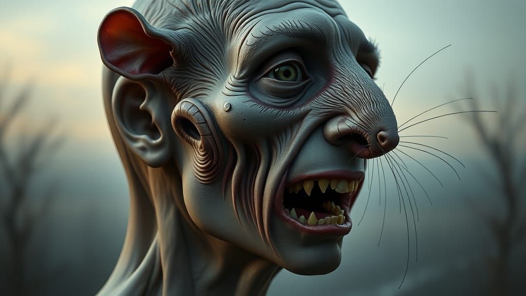 Macabre Human-Rat Hybrid in Francis Bacon Style