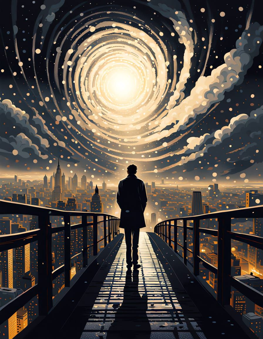 Metropolis Vortex: A Caravaggio-Inspired Digital Painting