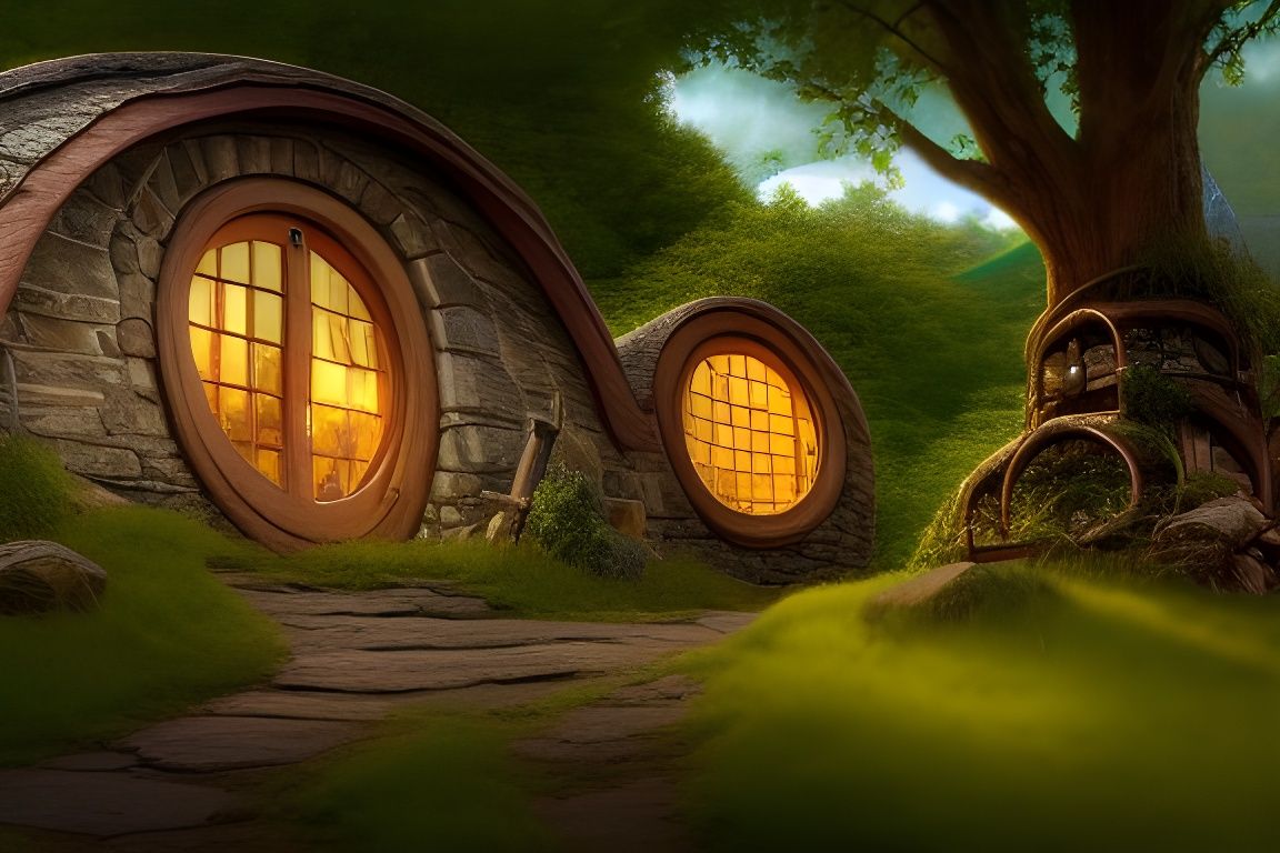Detailed Hobbit House in Romantic Realism