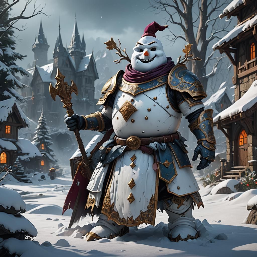 Snowman Paladin in Detailed Matte Painting