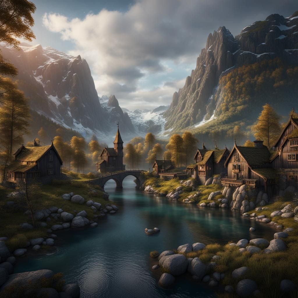 Fantastical Norway Landscape in Detailed Matte Painting