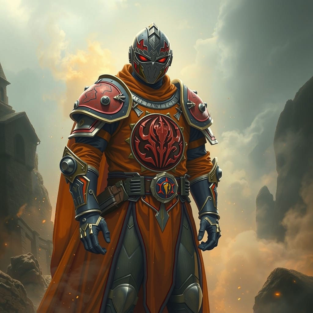 Vibrant Orange Knight of the Manticor's Realm