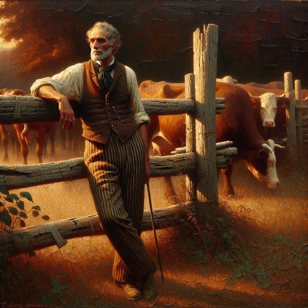 Aging Gentleman Amidst an Autumnal Landscape