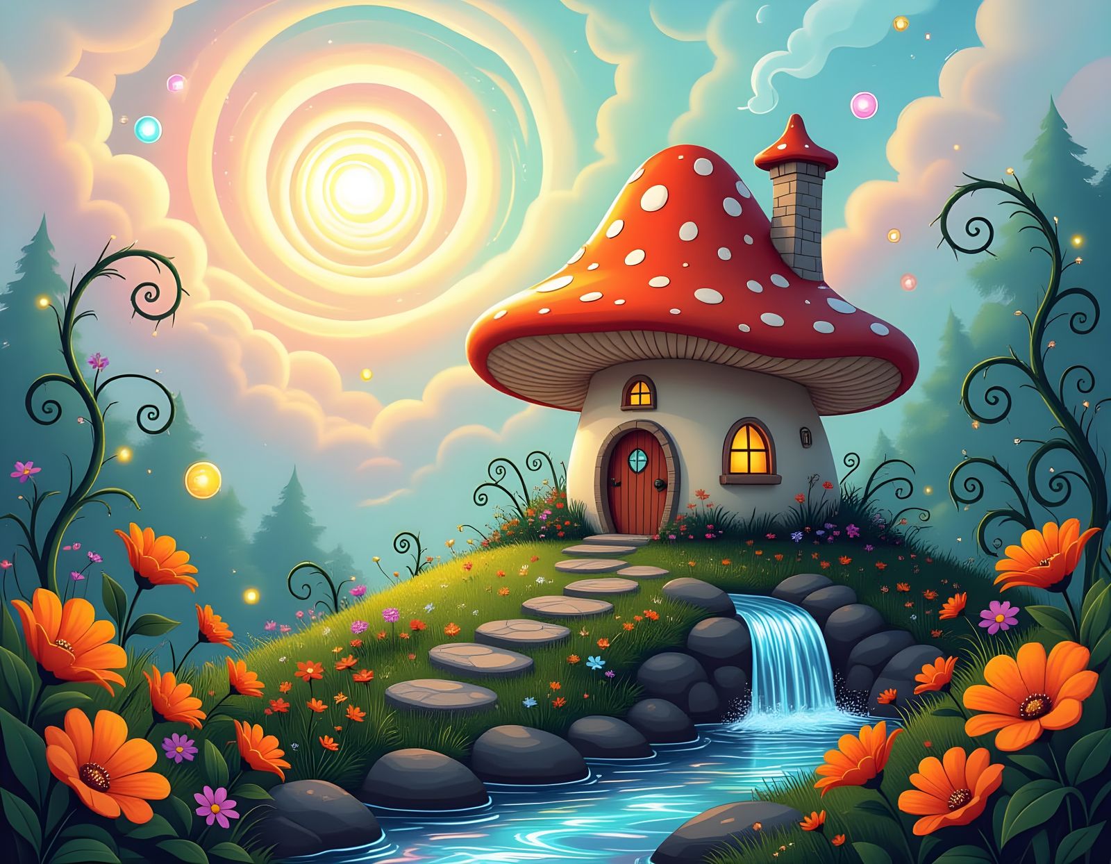 Whimsical Byzantine Mushroom House in Fairy Garden