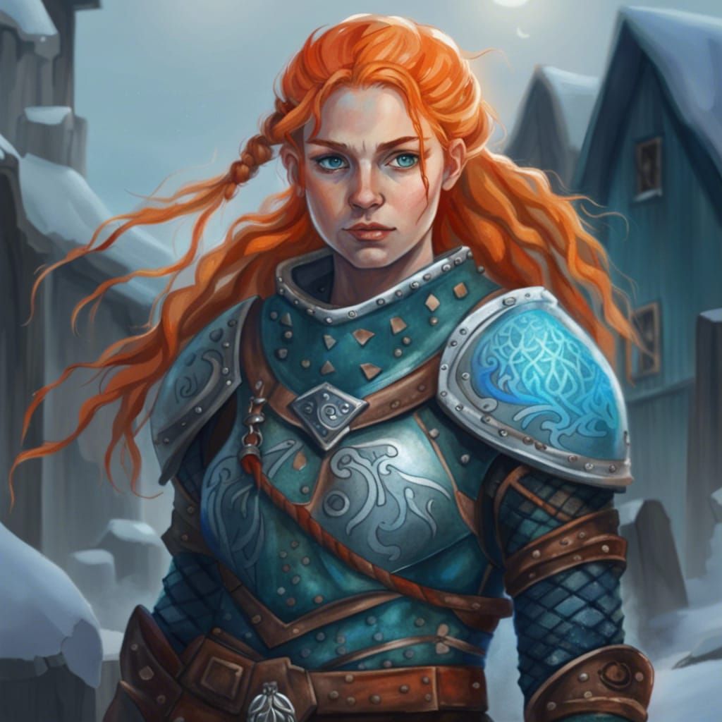 Nordic Seer in Viking Armor, Hand Drawing