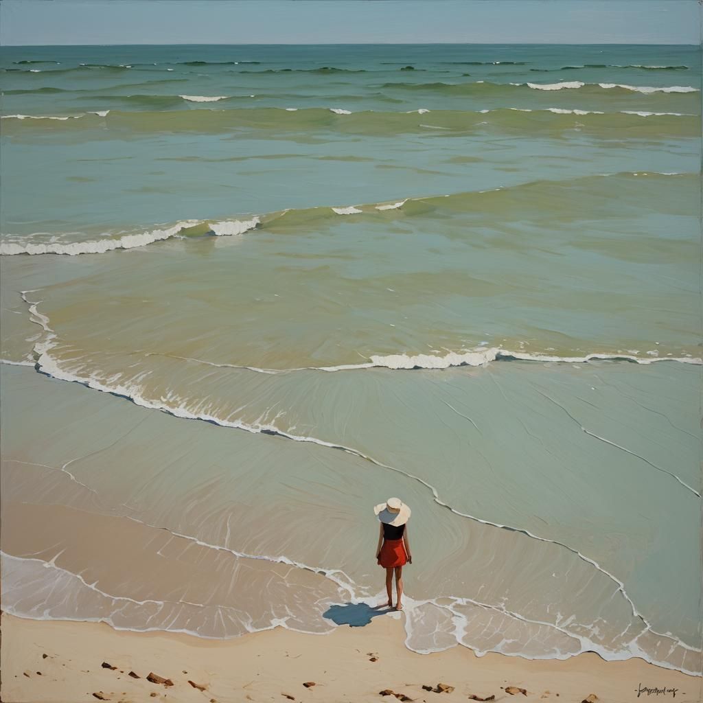 Minimalist Holiday Scene in Oil Painting Style