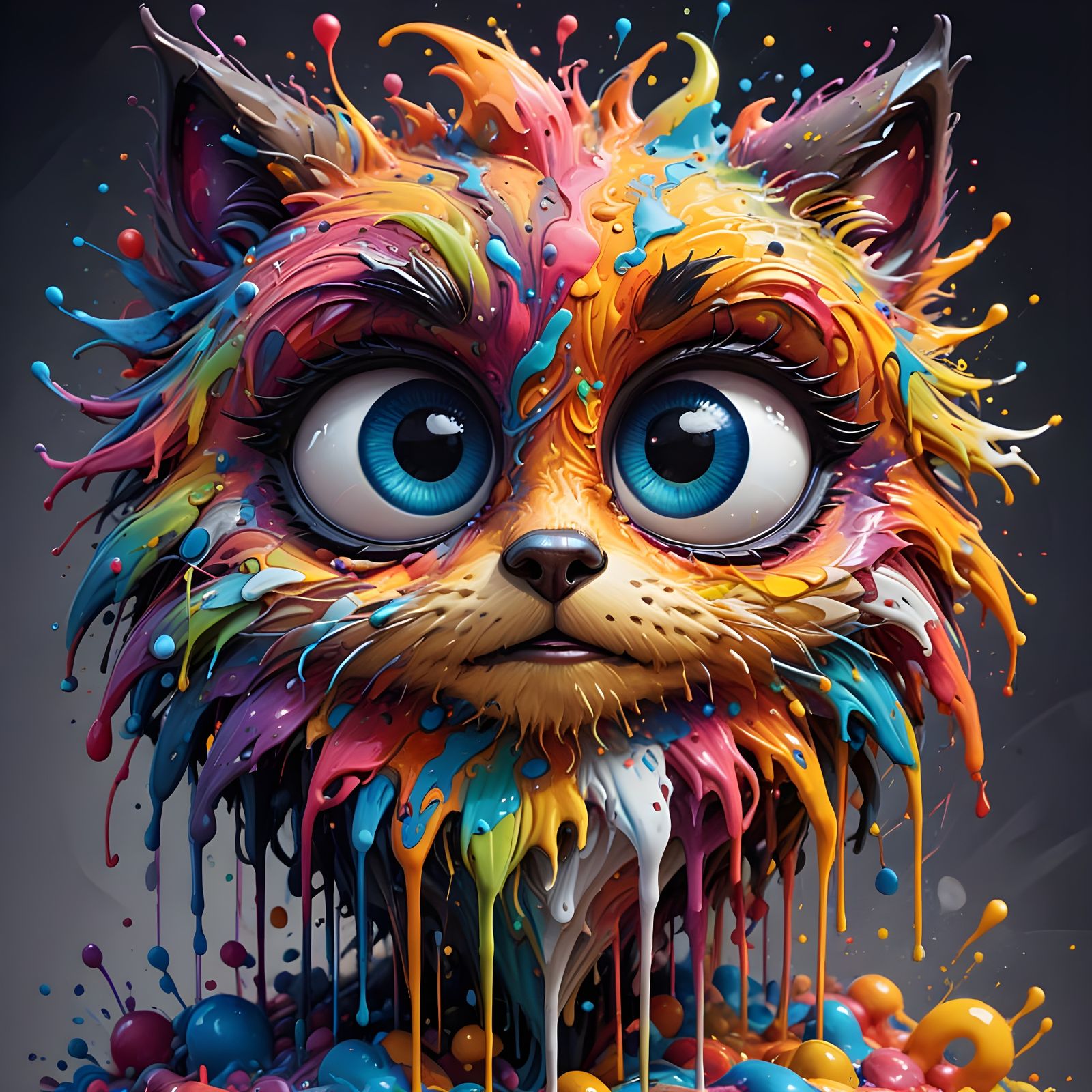 Vibrant Furry Character in Abstract Graffiti Style