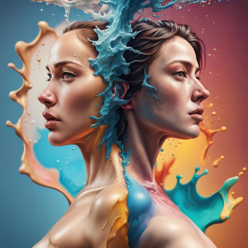 Hyperrealistic Half Man, Half Woman Concept Art