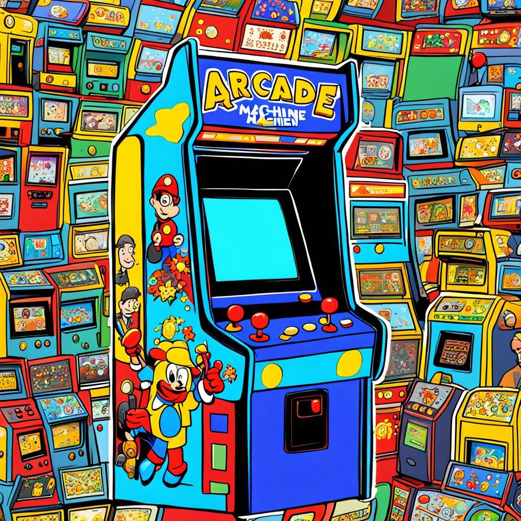 Cartoon Arcade Machine Player Illustration