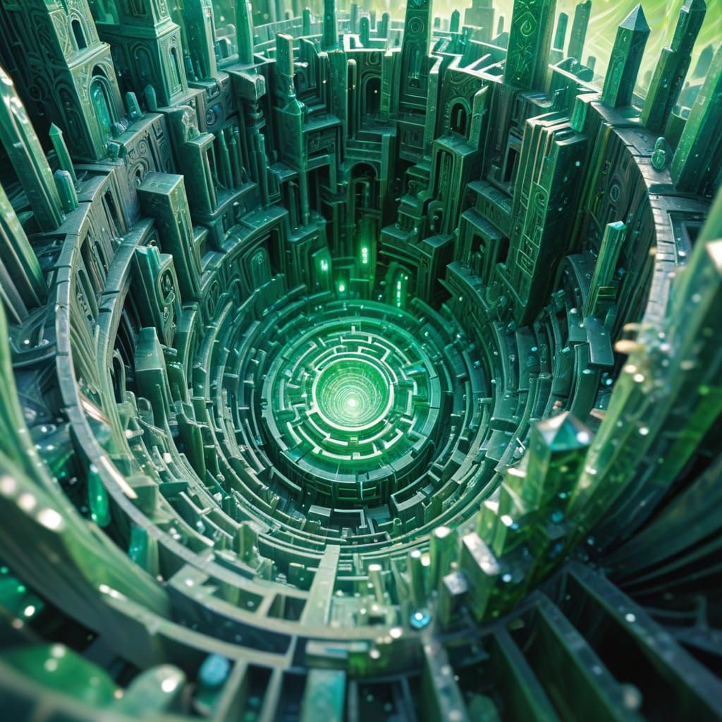 Crystal Maze Castle in Ethereal Watercolor Style