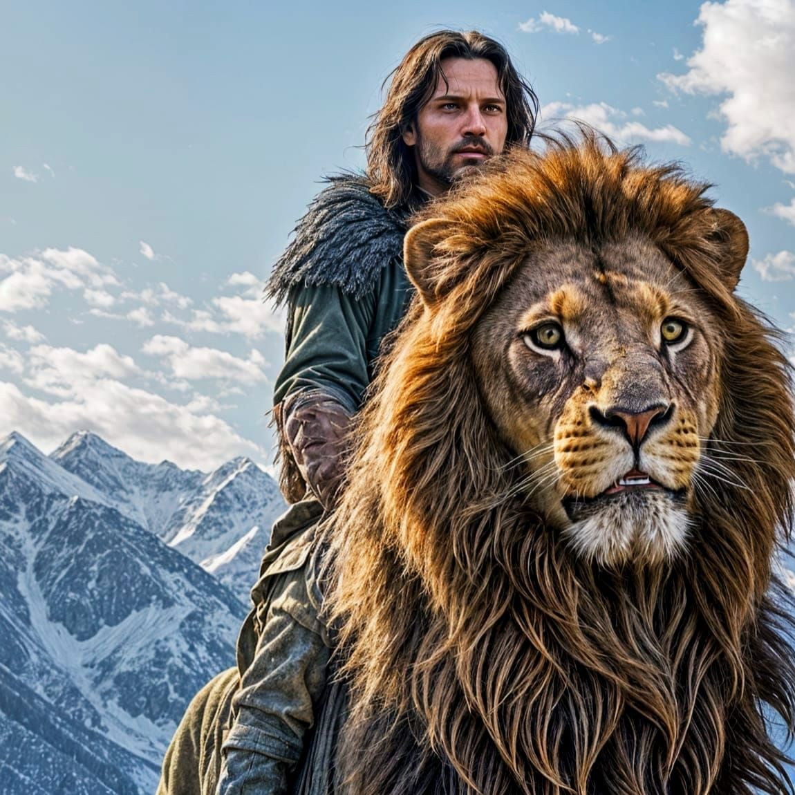 Aragorn Rides a Lion in the Mountains