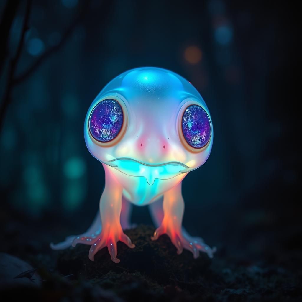 Iridescent Glowing Creature in Dreamlike Style