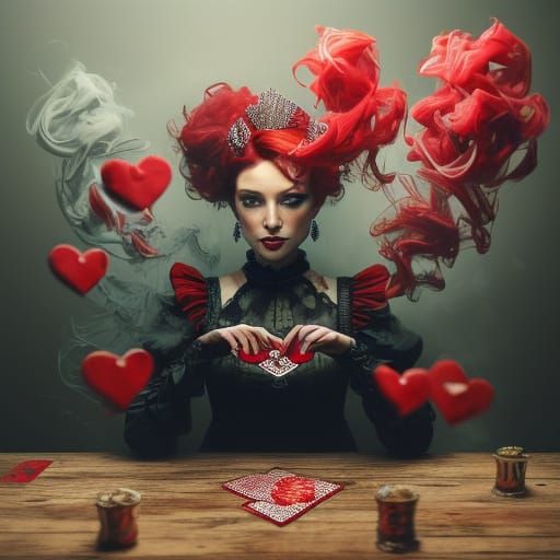 Queen of Hearts Mosaic Card Invites Viewers in Impasto Style