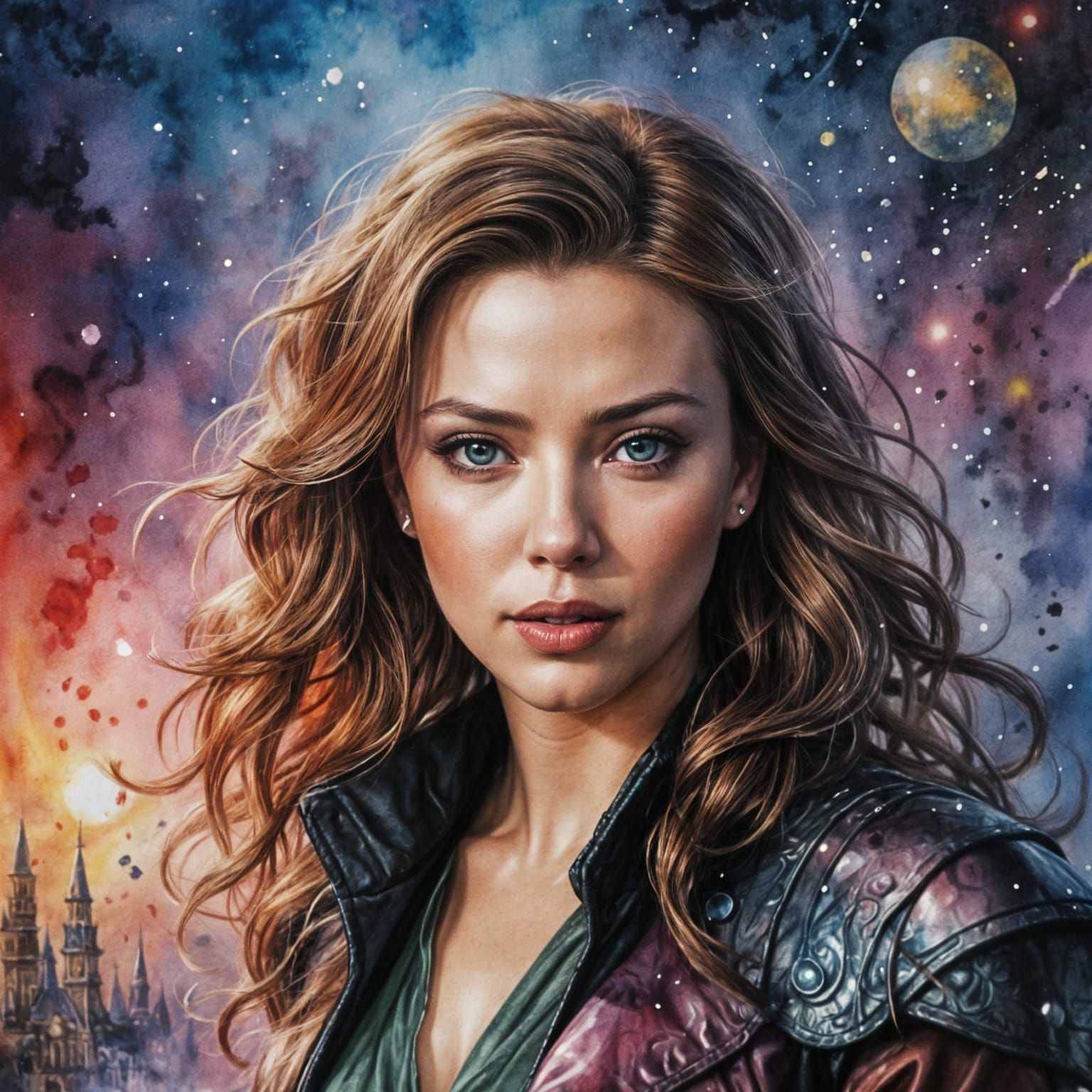 Powerful Woman in Whimsical Watercolor Style