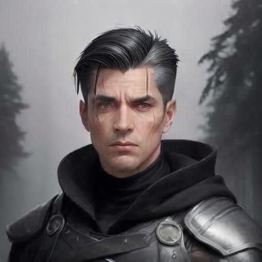 Misty Woods Portrait of Gaunt Scarred Man