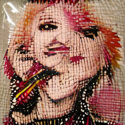 Cyndi Lauper Cross-Stitch Embroidery Portrait