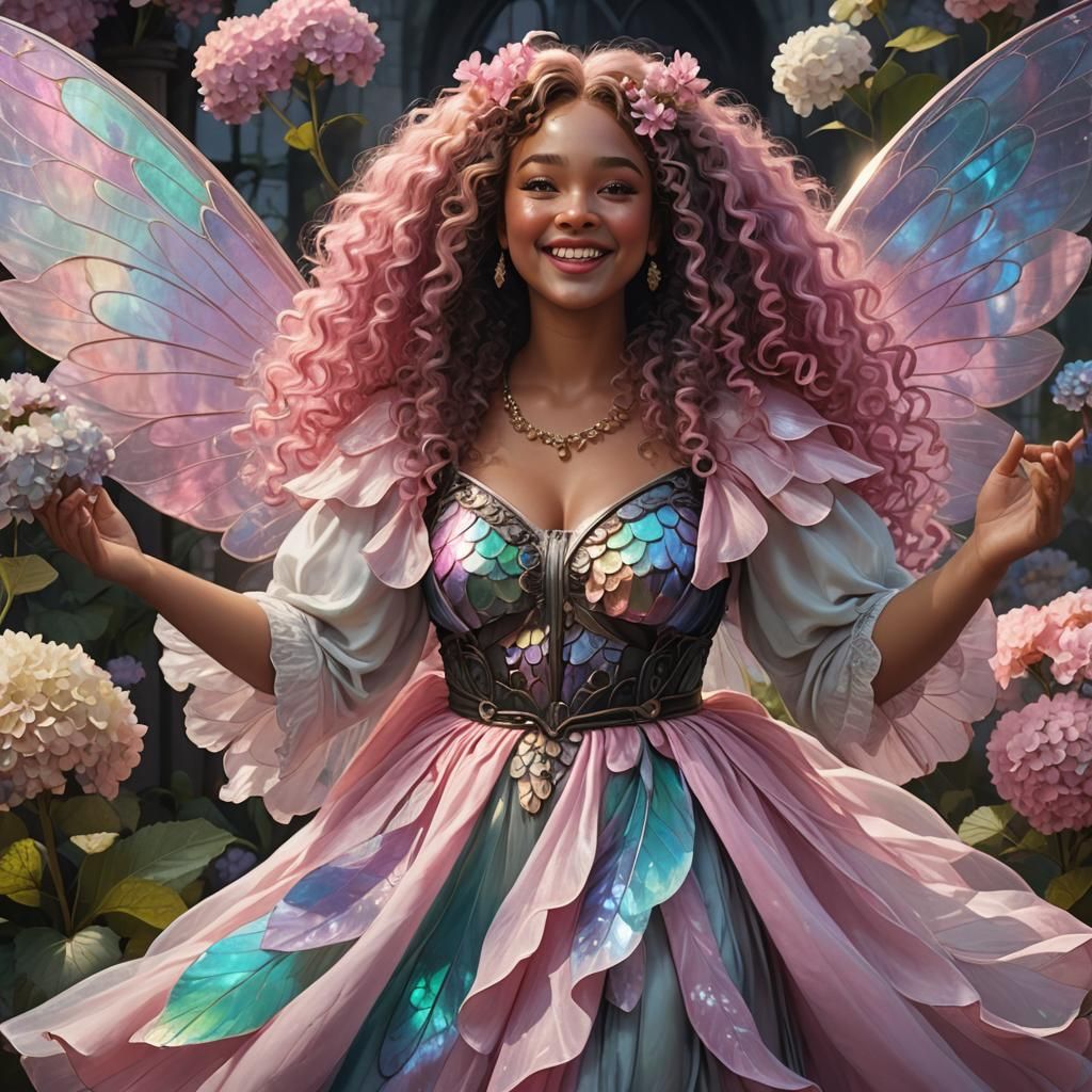 Black Woman with Fairy Wings in Fantasy Art