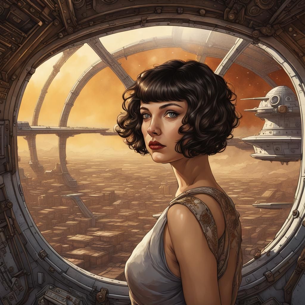 Woman in Spaceship: Milo Manara Inspired Art
