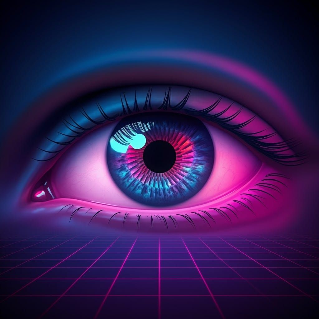Mesmerizing Eye with Cosmic Spiral in Cyberpunk Style