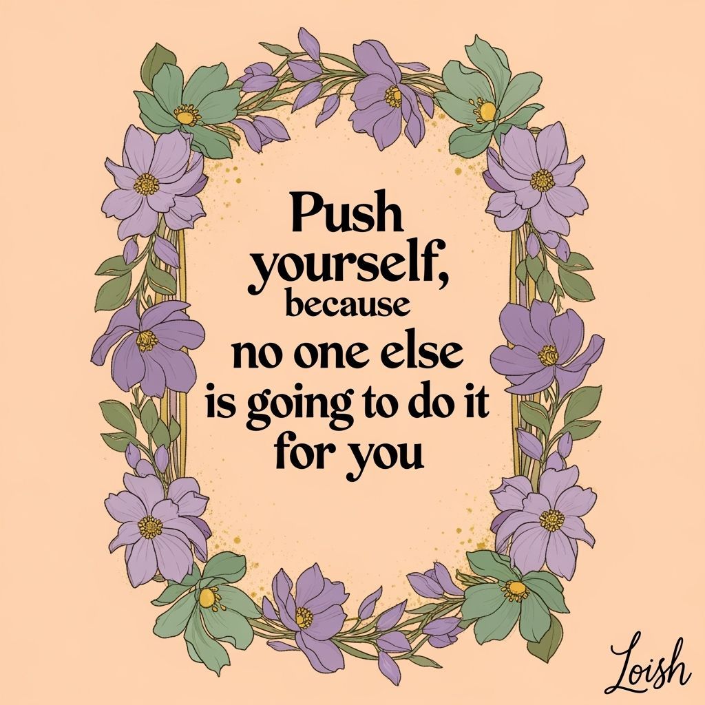 Inspirational Quote with Floral Border in Art Nouveau Style