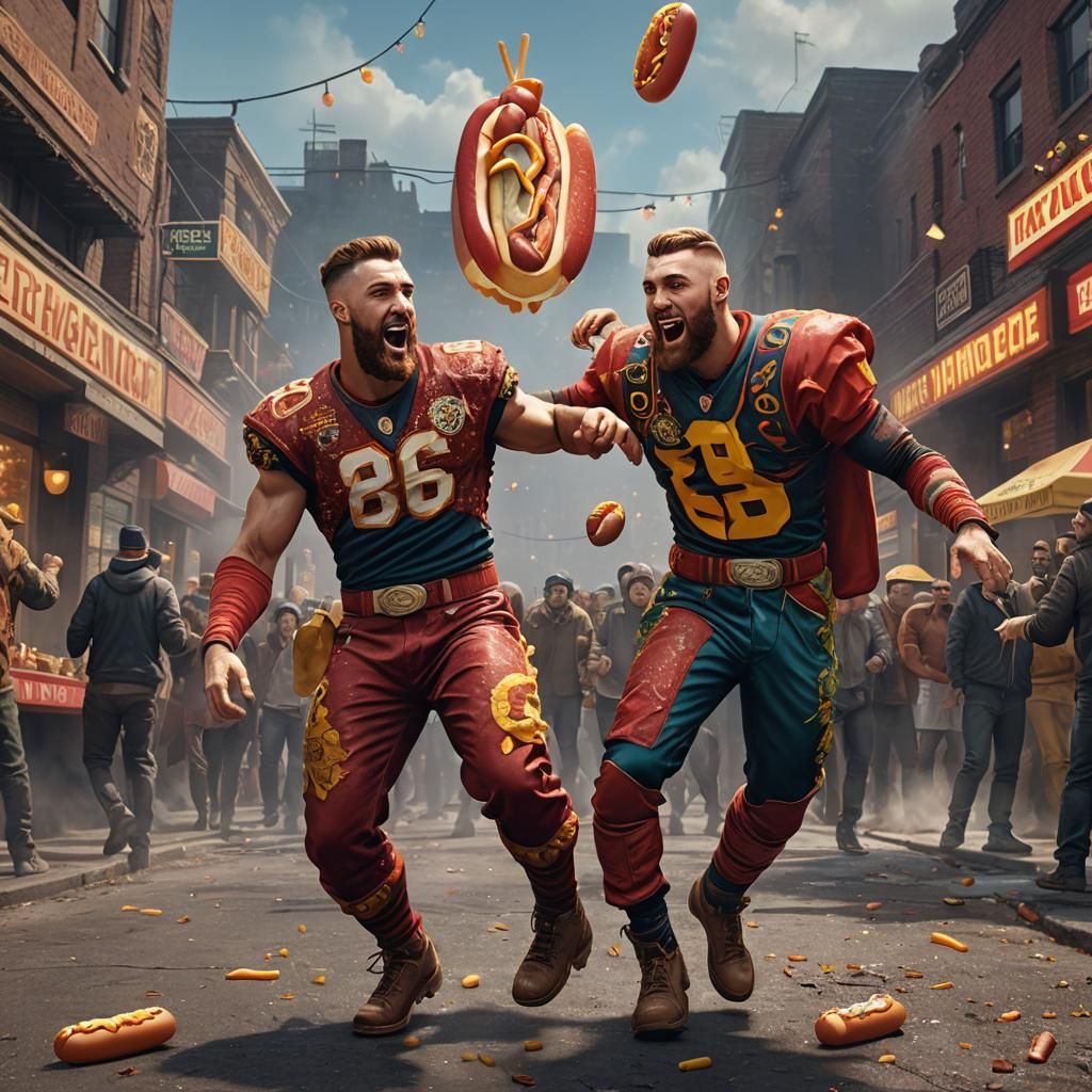 Travis Kelce Dances with Hot Dog Man