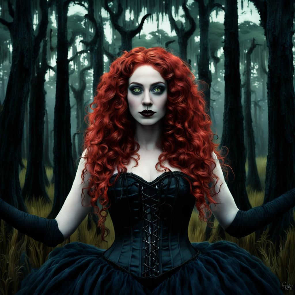 Cajun Bayou Witch Summoning Ghosts in the Swamp
