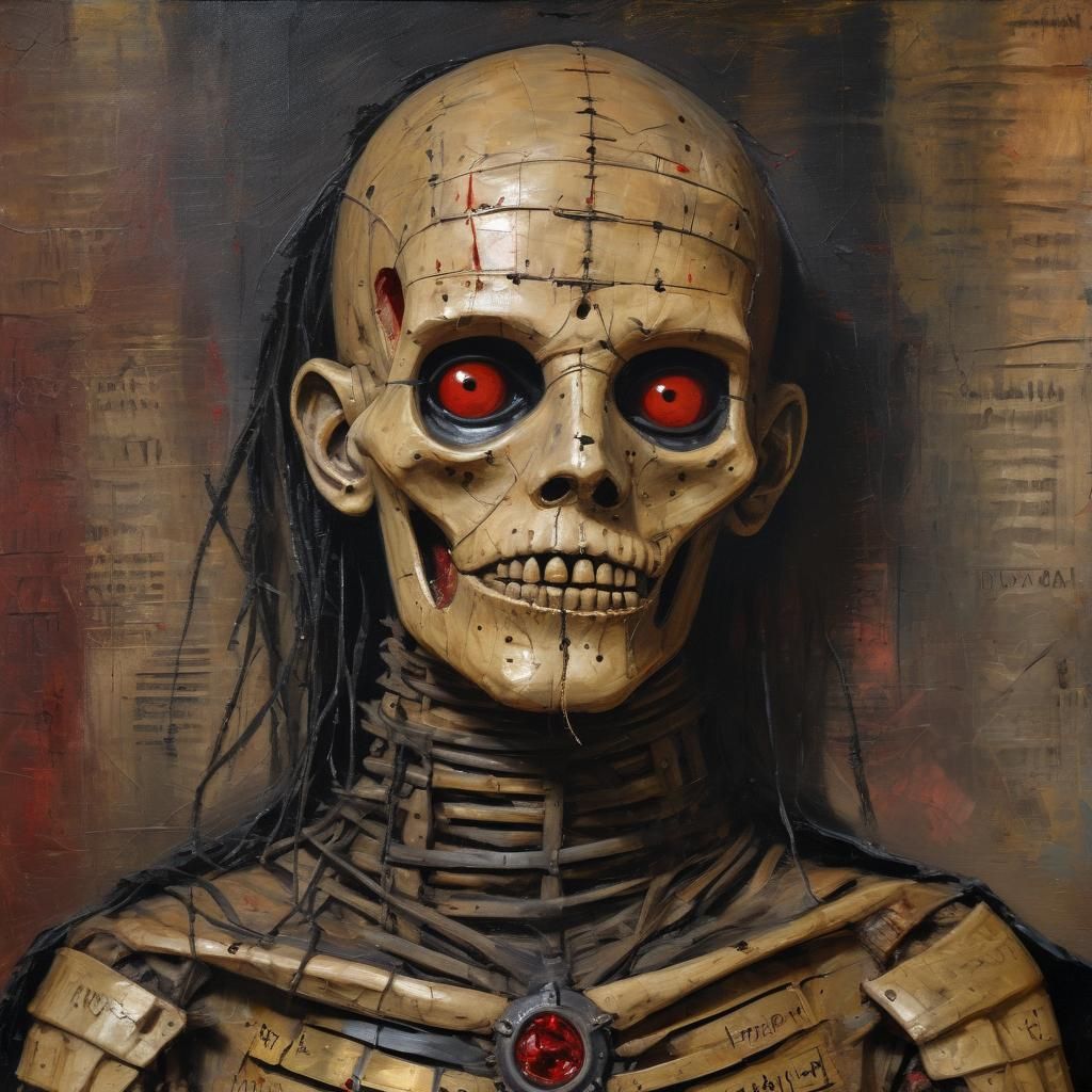 A hyperrealistic, 3D render of Pinhead, from the movie Hellr...