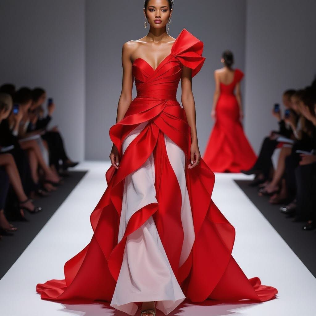 Red Blown Glass Evening Gown Design