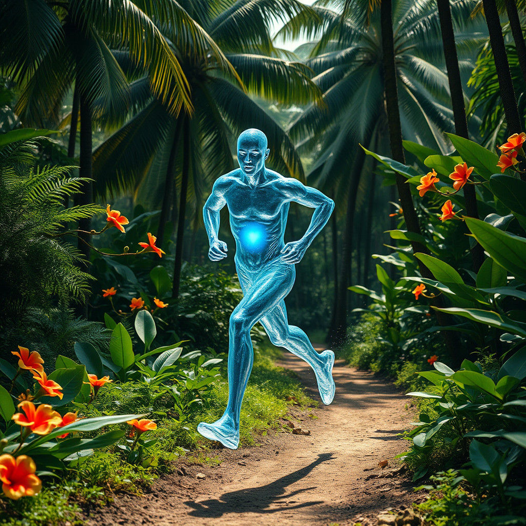 Water Being Runs Through Tropical Forest