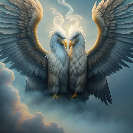 Ethereal Smoke Eagles in Dreamlike Surrealism