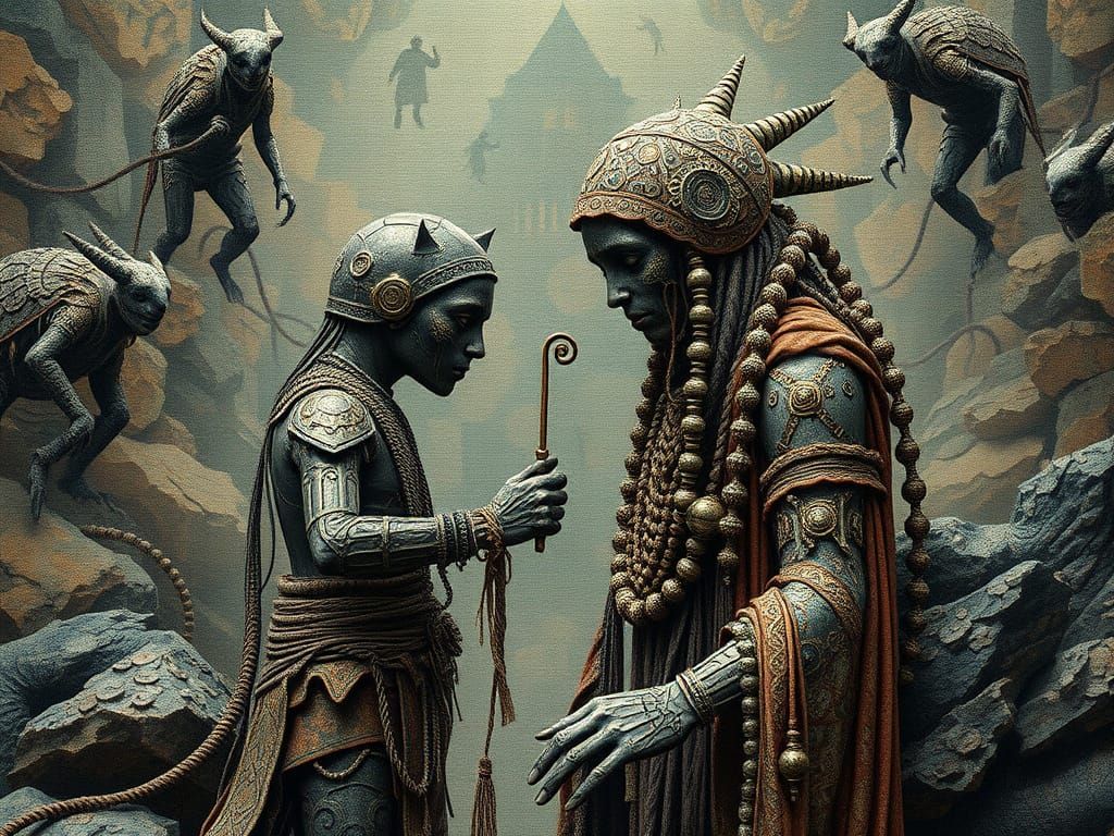 Jacquard Weave Ushabti Golem Inuk Otherworldly Environment