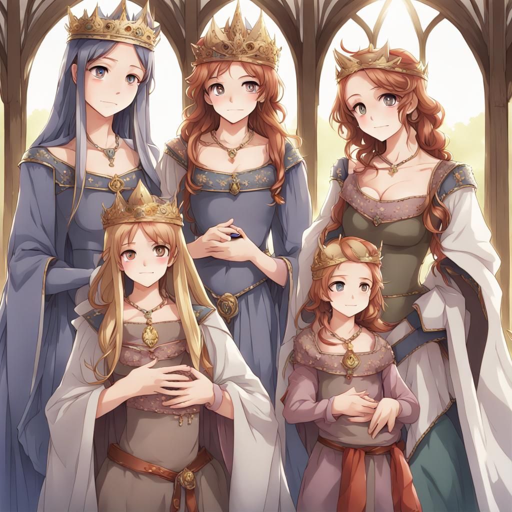 Medieval Lesbian Queens and Daughters in Anime Style