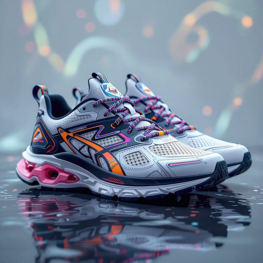 Futuristic Running Shoes with Geometric Design